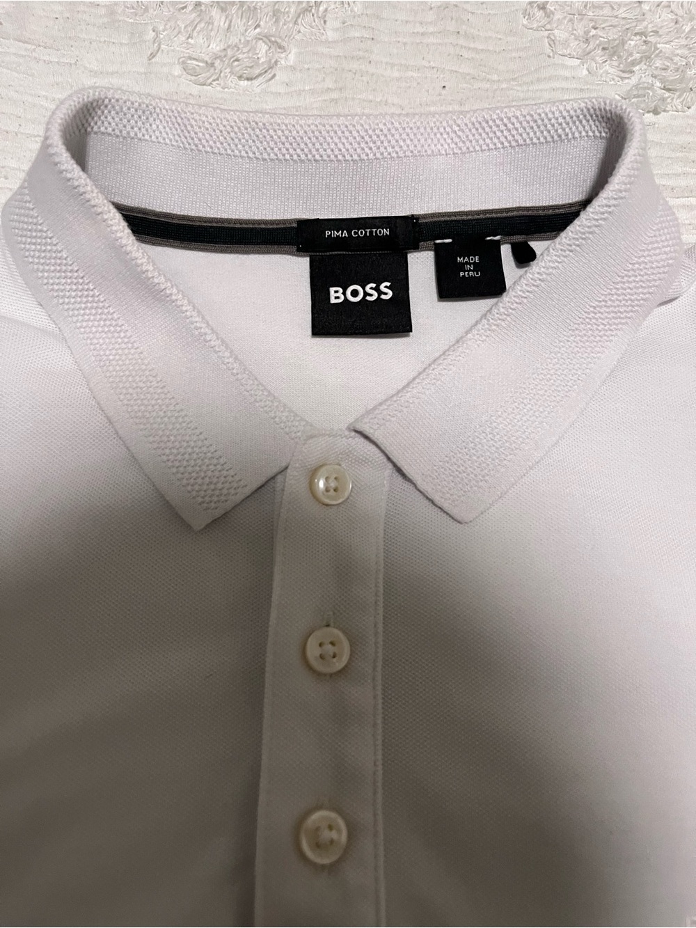 BOSS White Contrast-Trim Polo Shirt - Picture 8 of 8